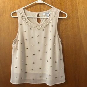 Beaded beige tank top